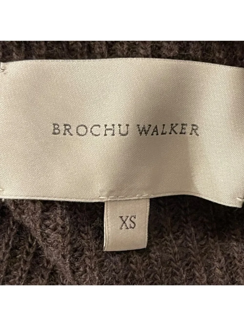 NWOT Brochu Walker Brown Wool Blend Cowl Neck Ribbed Sweater XS FVA3110